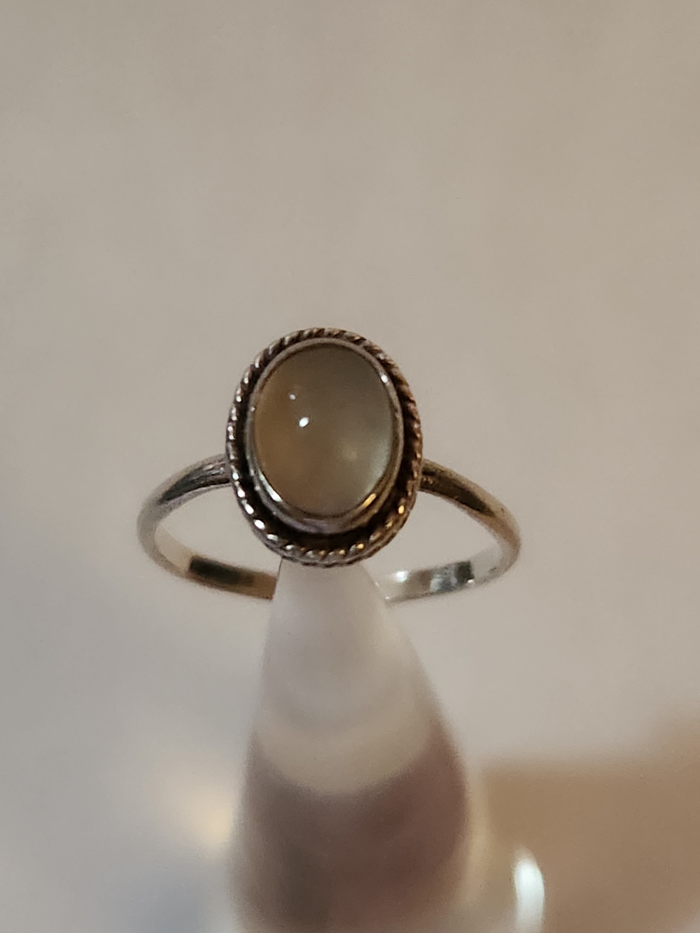 Sterling Silver White Moonstone Oval Cabochon Ring